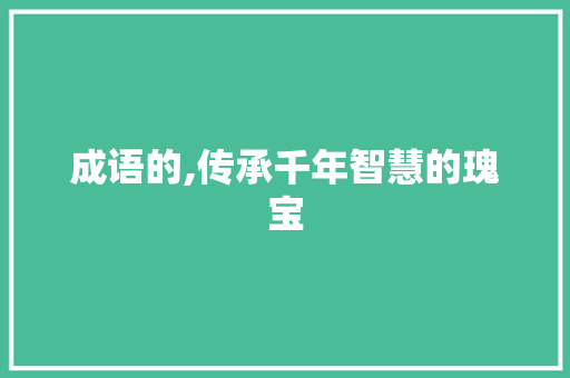 成语的,传承千年智慧的瑰宝 工作类