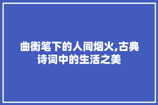 曲衡笔下的人间烟火,古典诗词中的生活之美