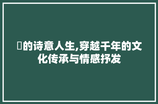 柣的诗意人生,穿越千年的文化传承与情感抒发