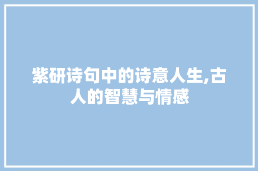 紫研诗句中的诗意人生,古人的智慧与情感