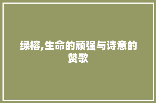 绿榕,生命的顽强与诗意的赞歌 工作总结