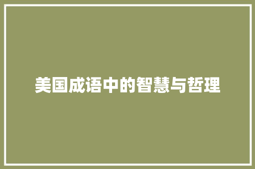 美国成语中的智慧与哲理