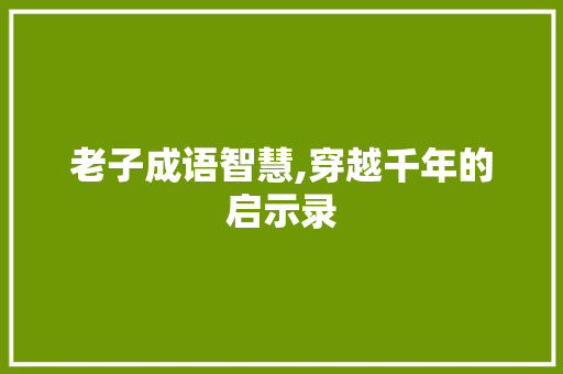 老子成语智慧,穿越千年的启示录
