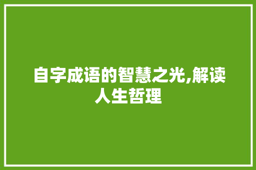 自字成语的智慧之光,解读人生哲理