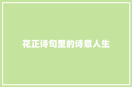 花正诗句里的诗意人生