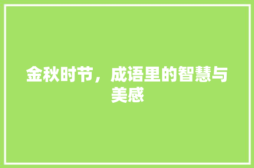 金秋时节，成语里的智慧与美感
