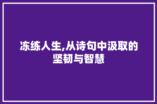 冻练人生,从诗句中汲取的坚韧与智慧