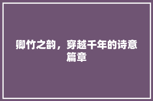 卿竹之韵，穿越千年的诗意篇章 工作报告