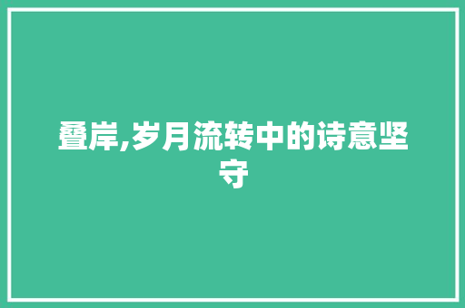 叠岸,岁月流转中的诗意坚守 生活类