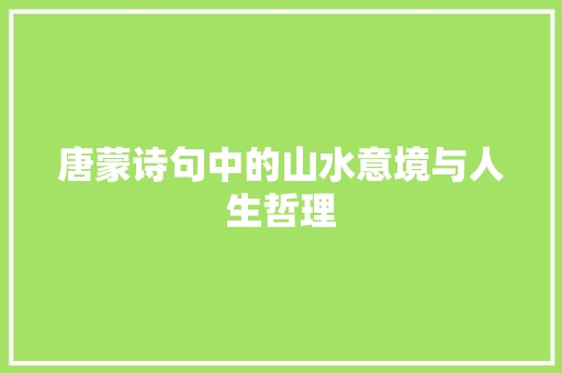 唐蒙诗句中的山水意境与人生哲理