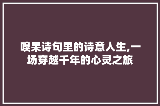 嗅呆诗句里的诗意人生,一场穿越千年的心灵之旅