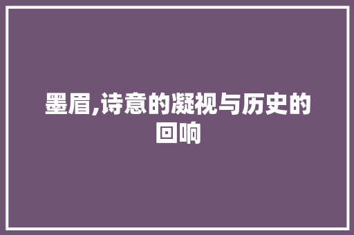 墨眉,诗意的凝视与历史的回响 生活感悟