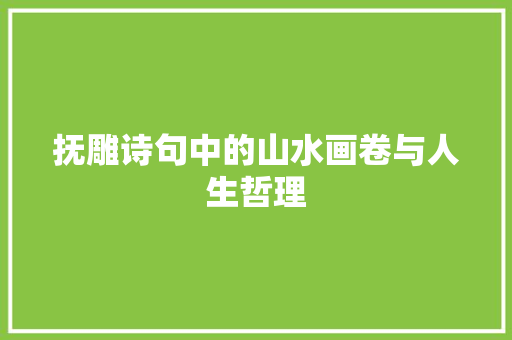抚雕诗句中的山水画卷与人生哲理 特写稿