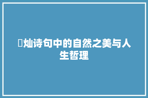 旻灿诗句中的自然之美与人生哲理 工作报告