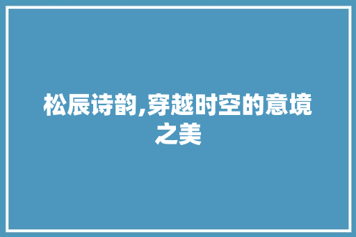 松辰诗韵,穿越时空的意境之美
