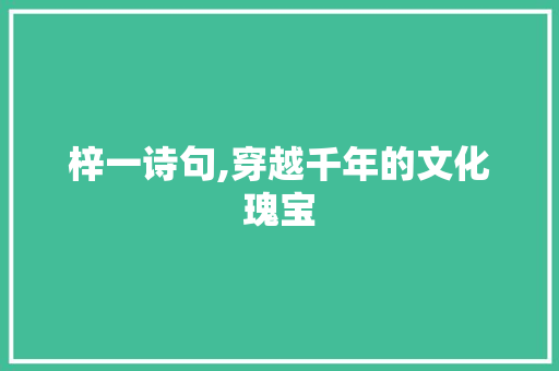 梓一诗句,穿越千年的文化瑰宝