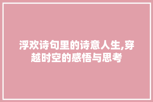 浮欢诗句里的诗意人生,穿越时空的感悟与思考