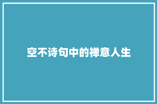 空不诗句中的禅意人生