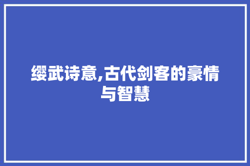 缨武诗意,古代剑客的豪情与智慧 生活类
