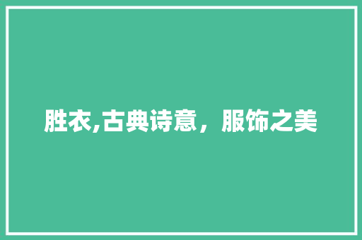 胜衣,古典诗意，服饰之美