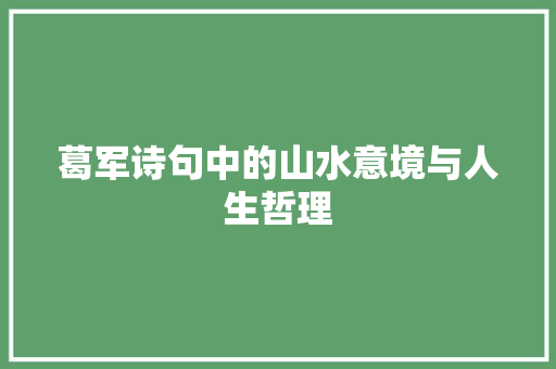葛军诗句中的山水意境与人生哲理