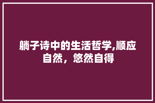 躺子诗中的生活哲学,顺应自然，悠然自得 工作总结