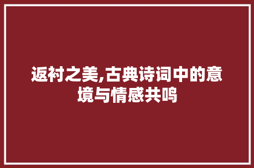 返衬之美,古典诗词中的意境与情感共鸣
