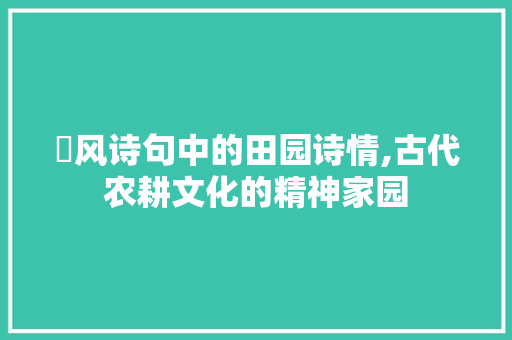 邠风诗句中的田园诗情,古代农耕文化的精神家园 采访稿