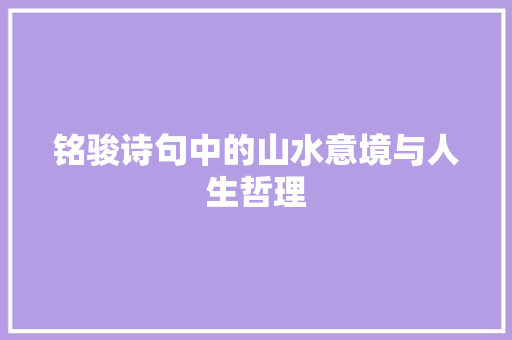 铭骏诗句中的山水意境与人生哲理 采访稿