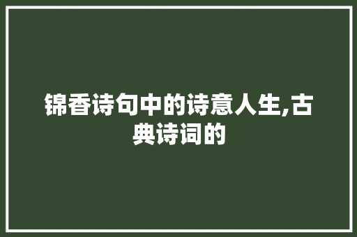 锦香诗句中的诗意人生,古典诗词的