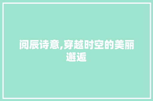阅辰诗意,穿越时空的美丽邂逅