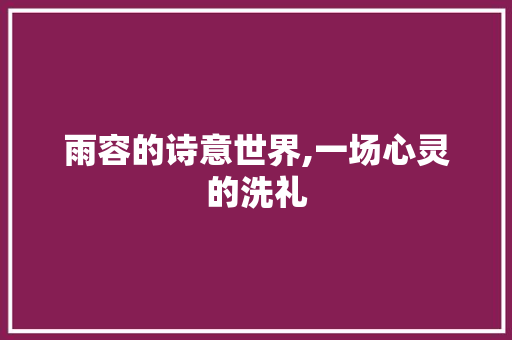 雨容的诗意世界,一场心灵的洗礼