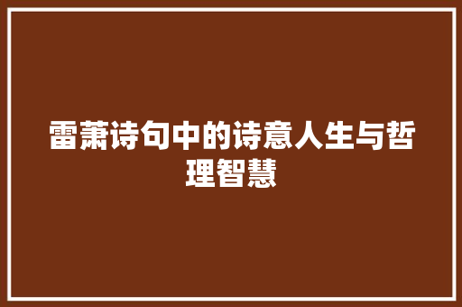 雷萧诗句中的诗意人生与哲理智慧 工作总结