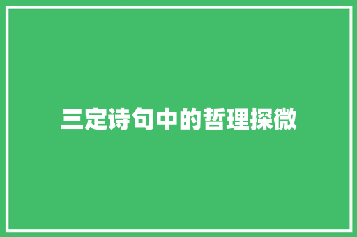 三定诗句中的哲理探微