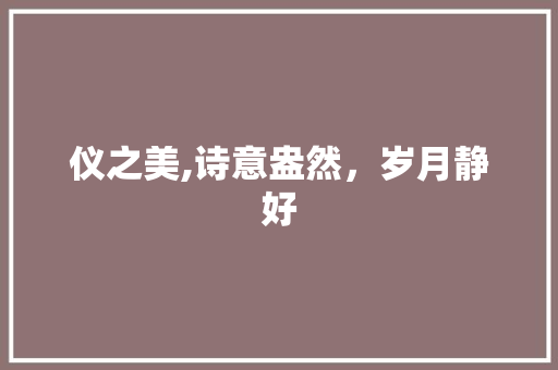 仪之美,诗意盎然，岁月静好