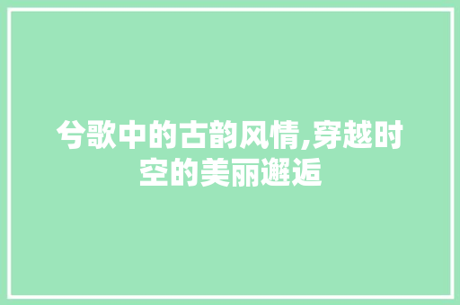 兮歌中的古韵风情,穿越时空的美丽邂逅