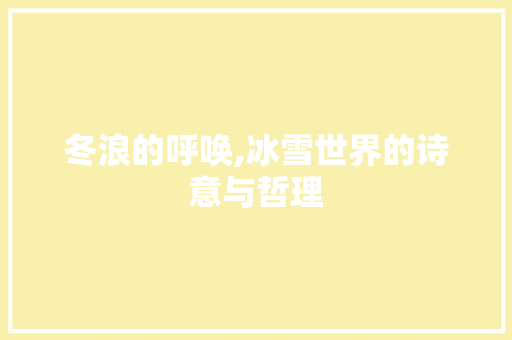 冬浪的呼唤,冰雪世界的诗意与哲理