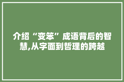 介绍“变笨”成语背后的智慧,从字面到哲理的跨越