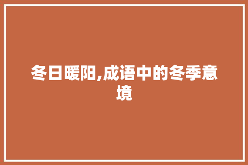 冬日暖阳,成语中的冬季意境