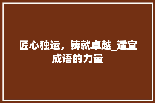 匠心独运，铸就卓越_适宜成语的力量