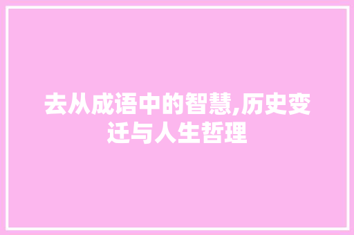 去从成语中的智慧,历史变迁与人生哲理