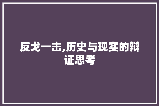 反戈一击,历史与现实的辩证思考