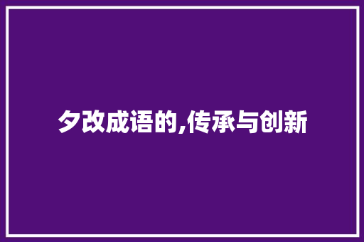 夕改成语的,传承与创新