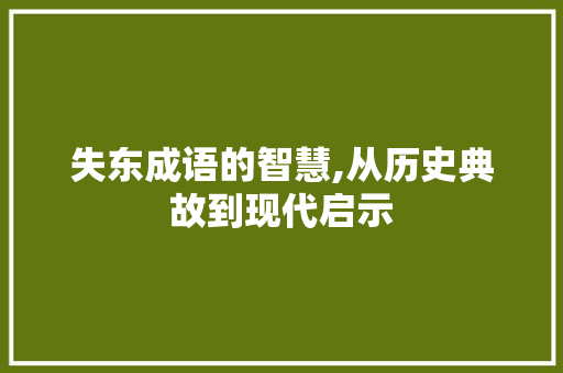 失东成语的智慧,从历史典故到现代启示