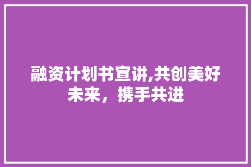融资计划书宣讲,共创美好未来，携手共进
