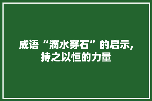 成语“滴水穿石”的启示,持之以恒的力量 生活类