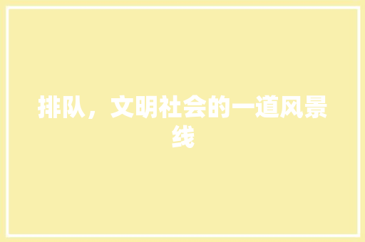 排队，文明社会的一道风景线