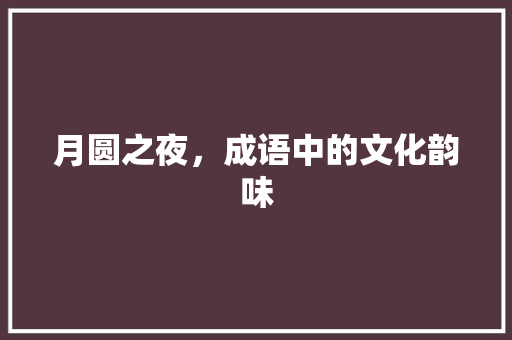月圆之夜，成语中的文化韵味
