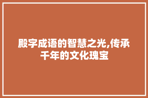 殿字成语的智慧之光,传承千年的文化瑰宝