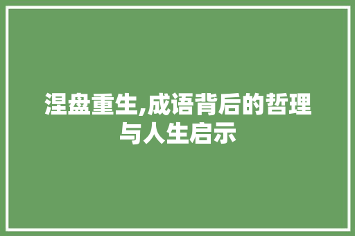 涅盘重生,成语背后的哲理与人生启示